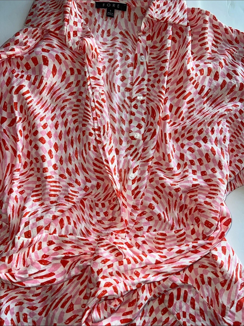 🆕 Fore Collection Geo Print Tie-Waist Romper Small Vacation Resort - Picture 8 of 16